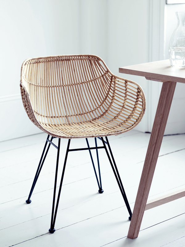 Flat Rattan Armed Chair - Natural
